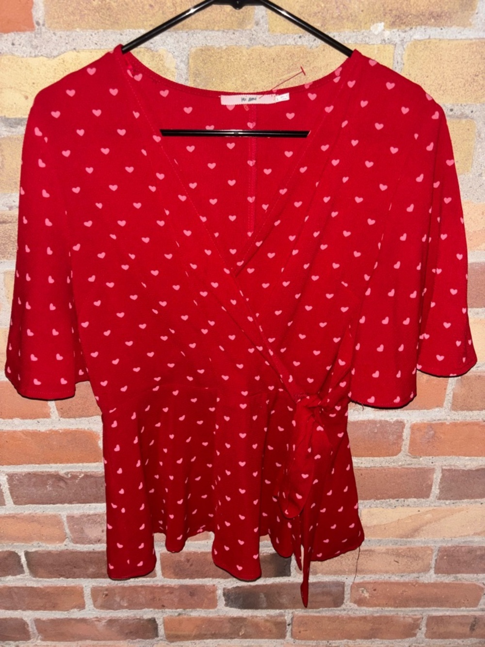Francesca’s Valentines Collection Red Heart-Print Blouse